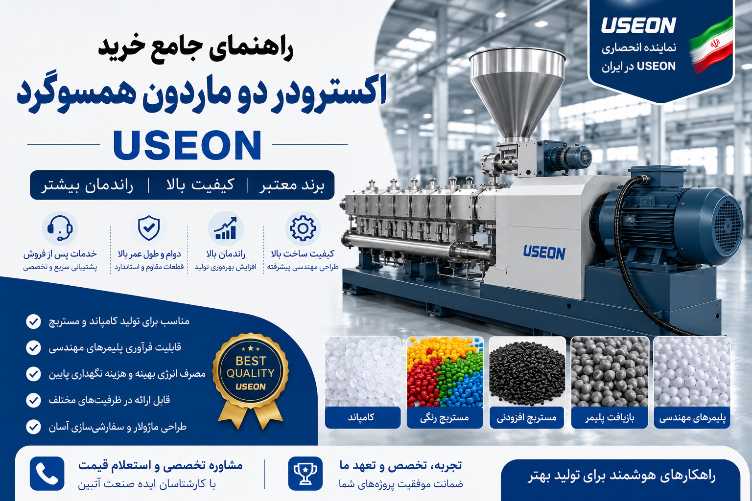 راهنمای خرید اکسترودر دو ماردون همسوگرد |مشخصات فنی و معرفی اکسترودر USEON
